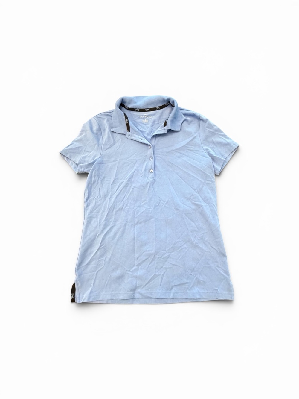 TALBOTS Short Sleeve Polo Shirt LIGHT BLUE Small Summer Golf Stretch Lightweight